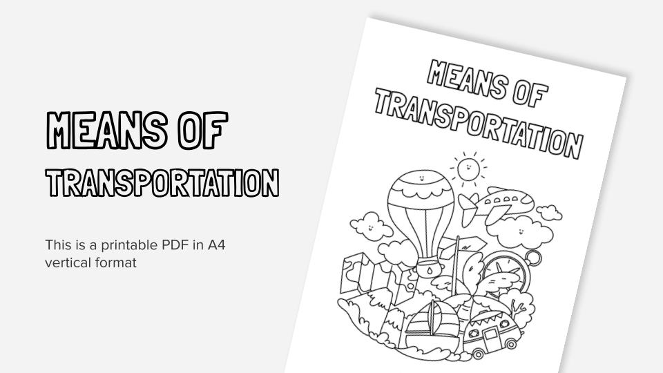 Printable coloring worksheets about transport in pdf format