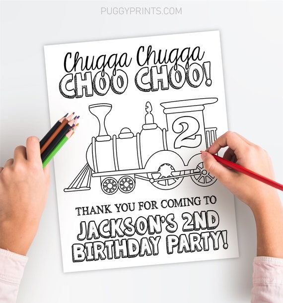 Train birthday coloring page editable train coloring page template printable train birthday coloring sheet train birthday party trb trn