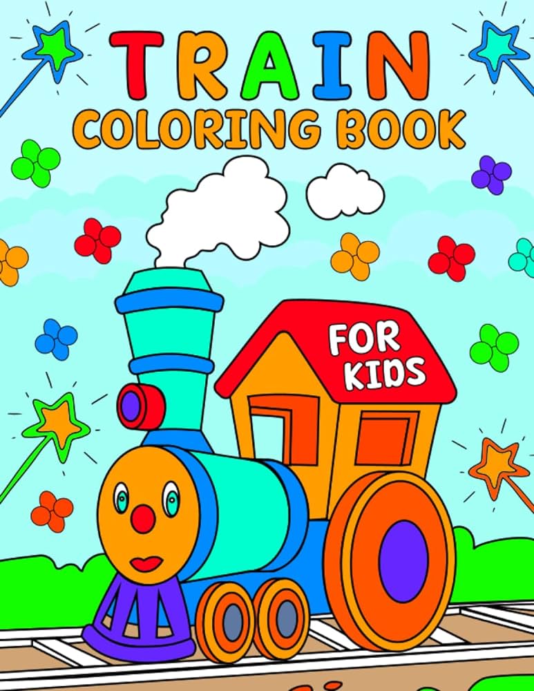 Train loring book for kids fun and big train loring pages with rail vehicles designs cute train design gift for boys girls children kids and preschoolers loring motivia books
