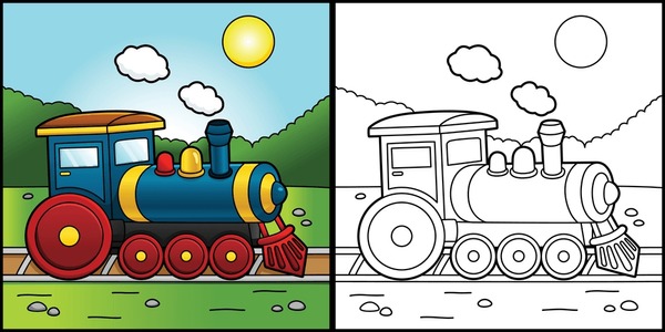 Thousand coloring pages train royalty