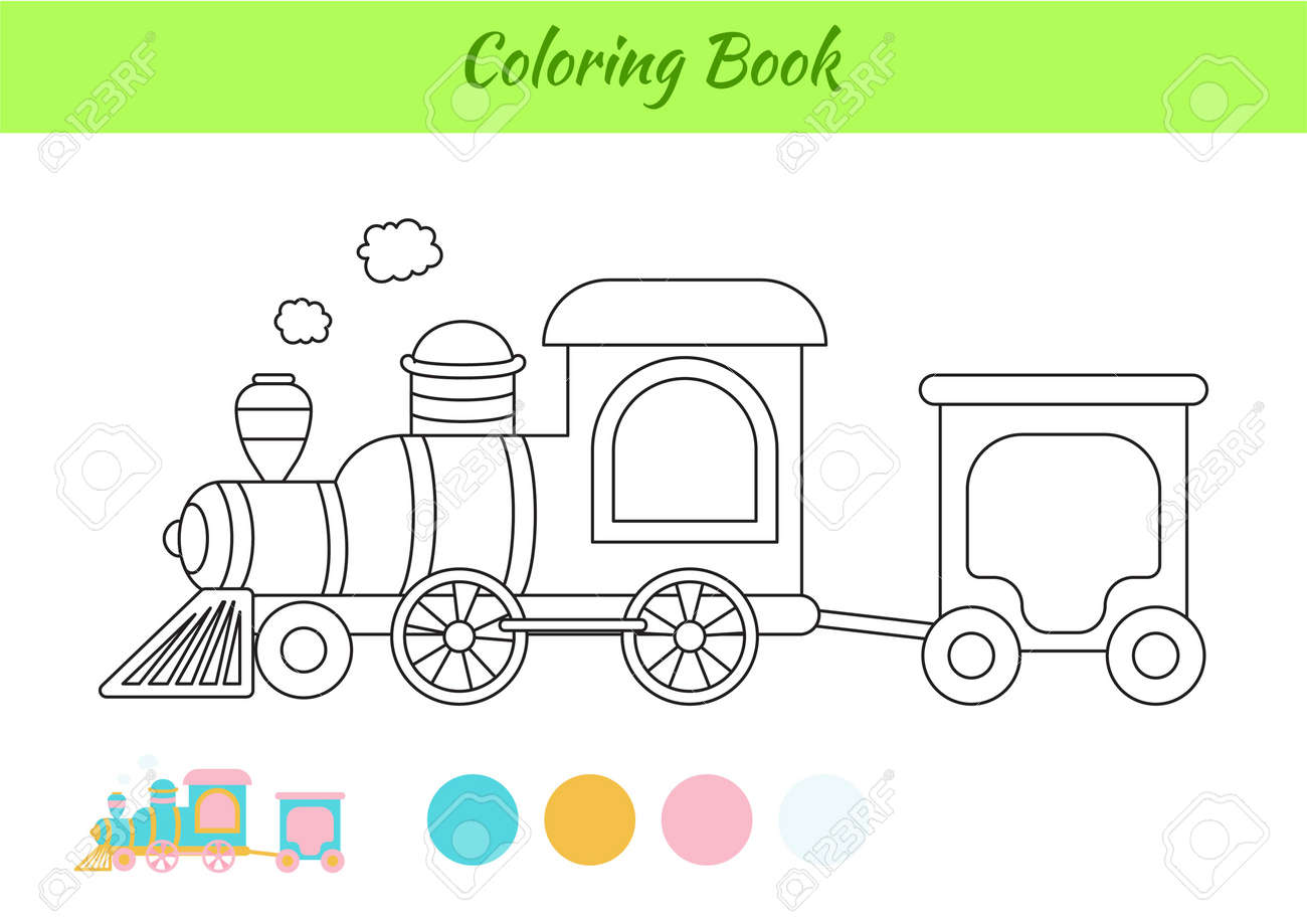 Coloring book train for children educational activity page for preschool years kids and toddlers with transport printable worksheet cartoon colorful vector illustration royalty free svg cliparts vectors and stock illustration image