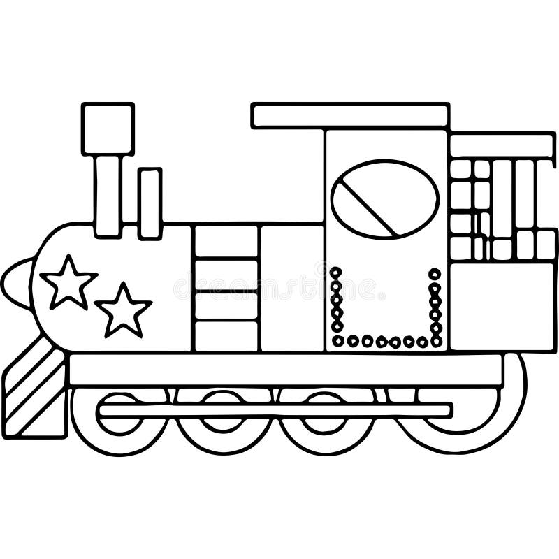 Train kids coloring pages geometrical figures stock illustration
