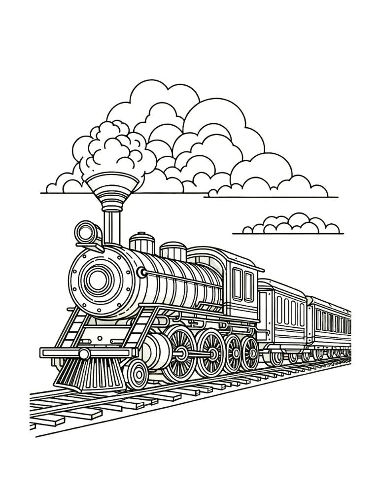 Free train coloring pages for kids