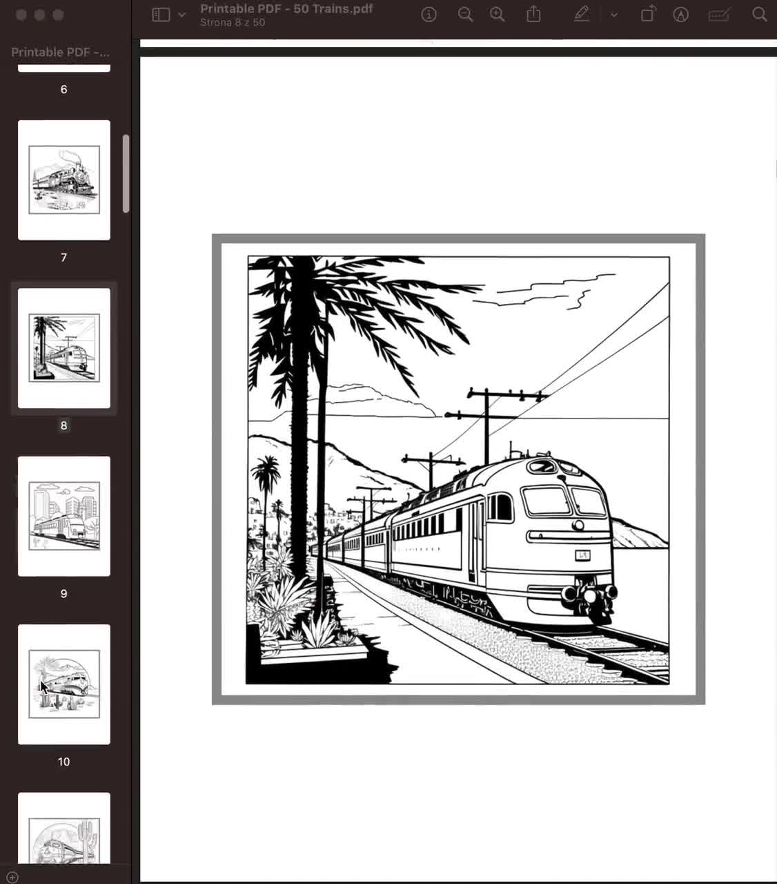 Kdp interior train coloring pages x printable pdf canva template kids coloring book mercial use activity book