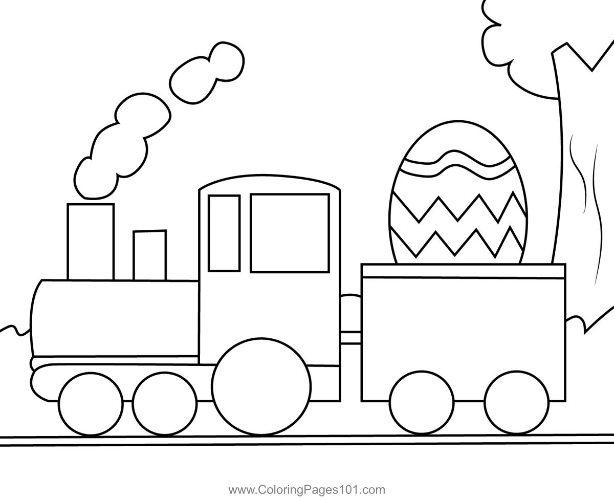 Easter train coloring page for kids