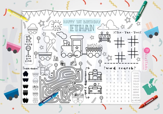 Train printable activity and coloring pages editable train birthday printable template steam engine choo choo chugga