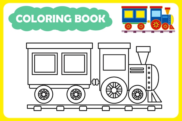 Page train coloring book large print vectors illustrations for free download