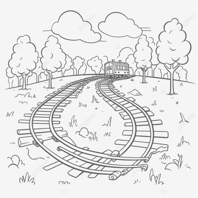 An image of a train track with coloring sheets outline sketch drawing vector train track drawing train track outline train track sketch png and vector with transparent background for free download