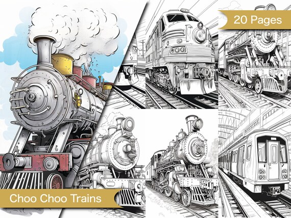 Train coloring pages choo choo train train printable train digital coloring pages train track coloring pages train printables instant download