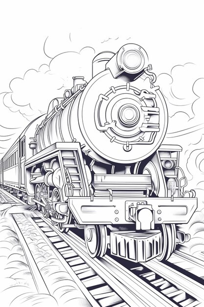 Page train coloring book images