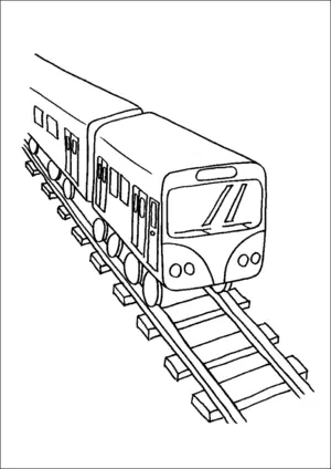 Modern train and tracks coloring page