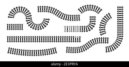 Railway train track vector route rail pattern round circular curve railroad path icon stock vector image art