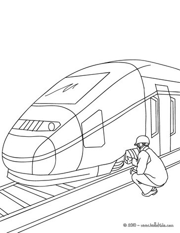 Mechanic repairing a high speed train coloring pages