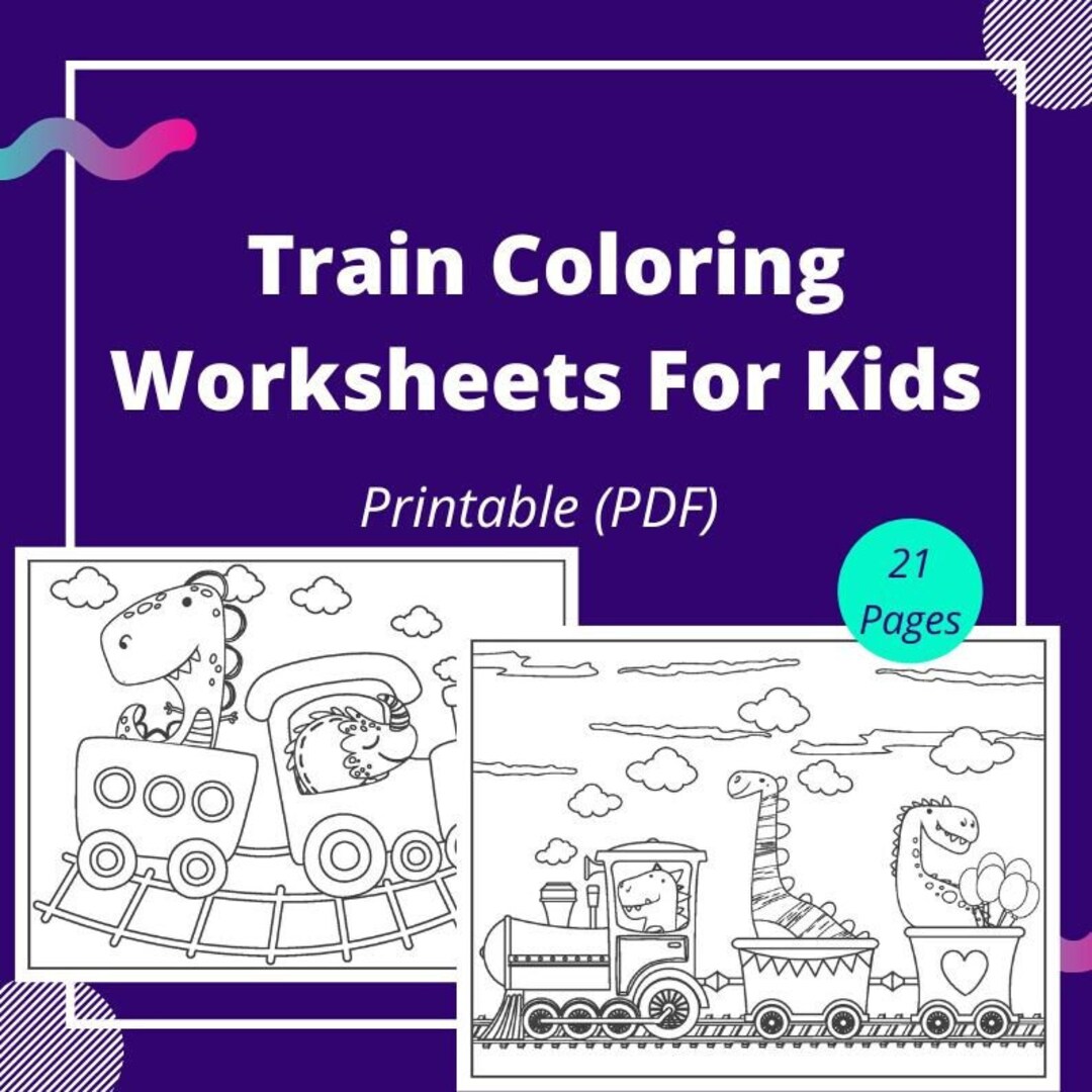 Kids train coloring in worksheets page colouring book