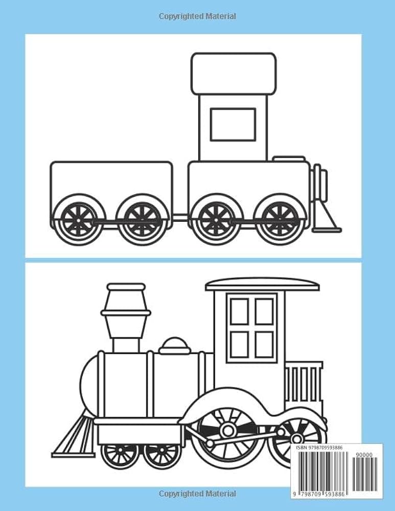 Train coloring book for kids ages