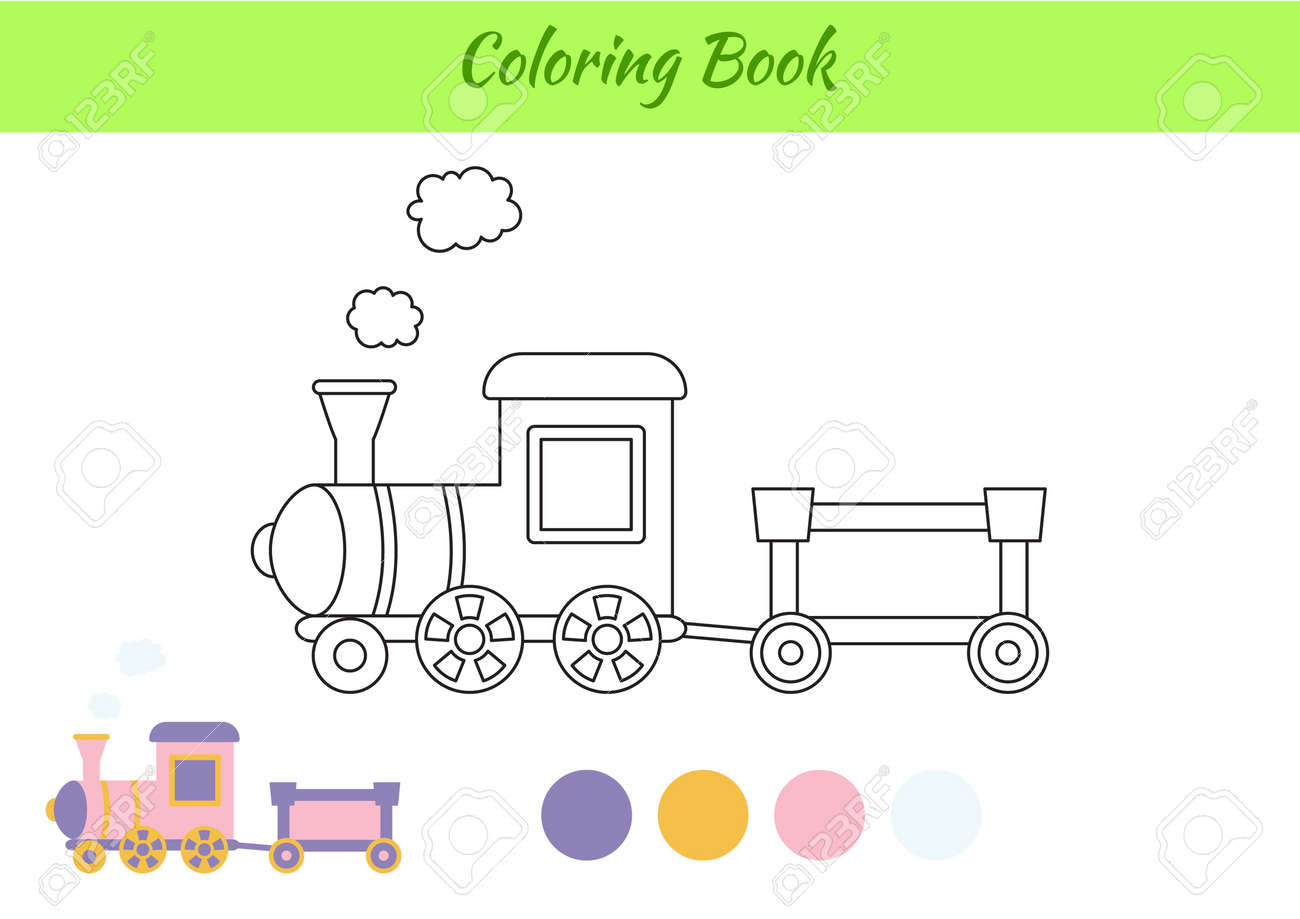 Coloring book train for kids educational activity page for preschool years kids and toddlers with transport printable worksheet cartoon colorful vector illustration royalty free svg cliparts vectors and stock illustration image