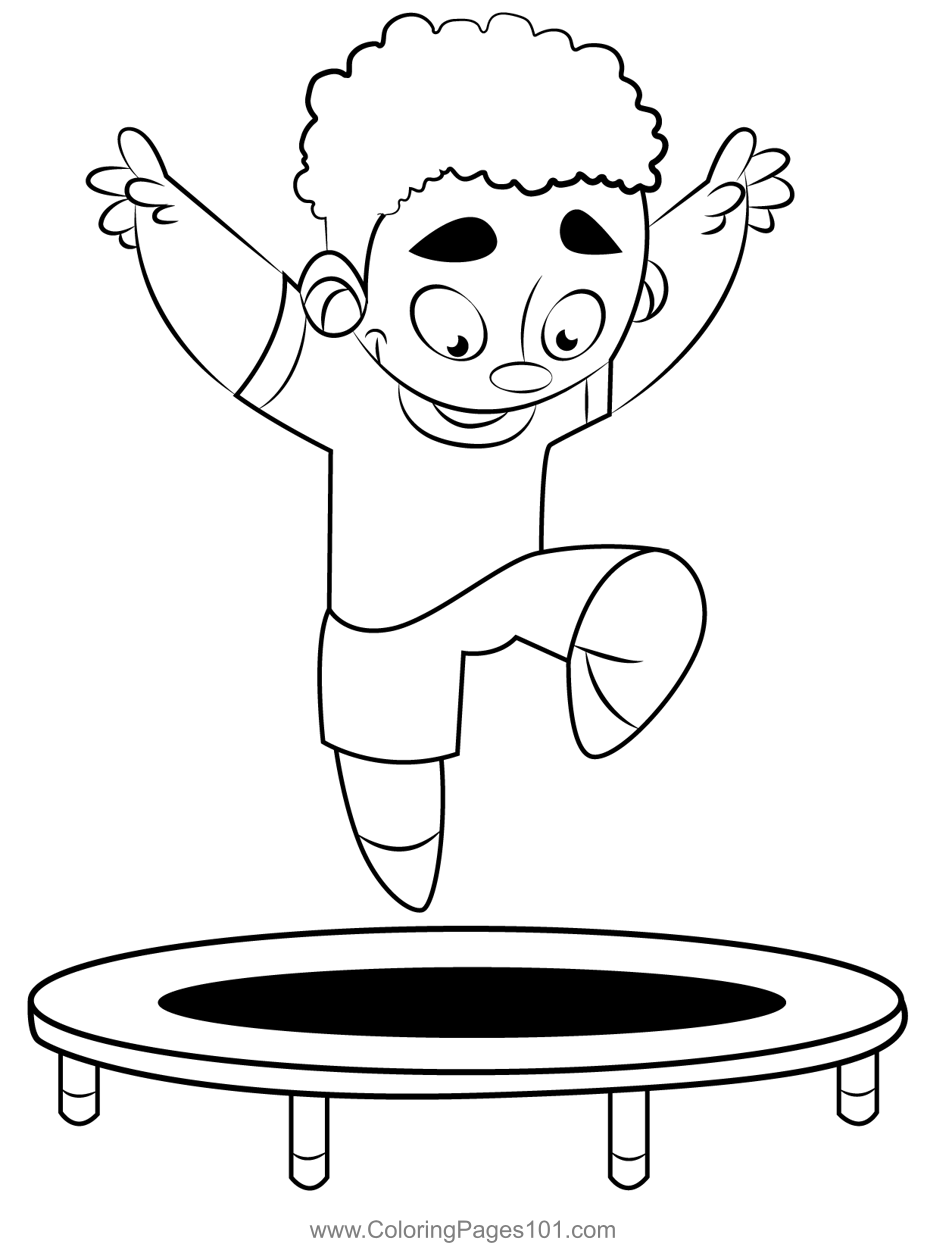 Jumping boy coloring page