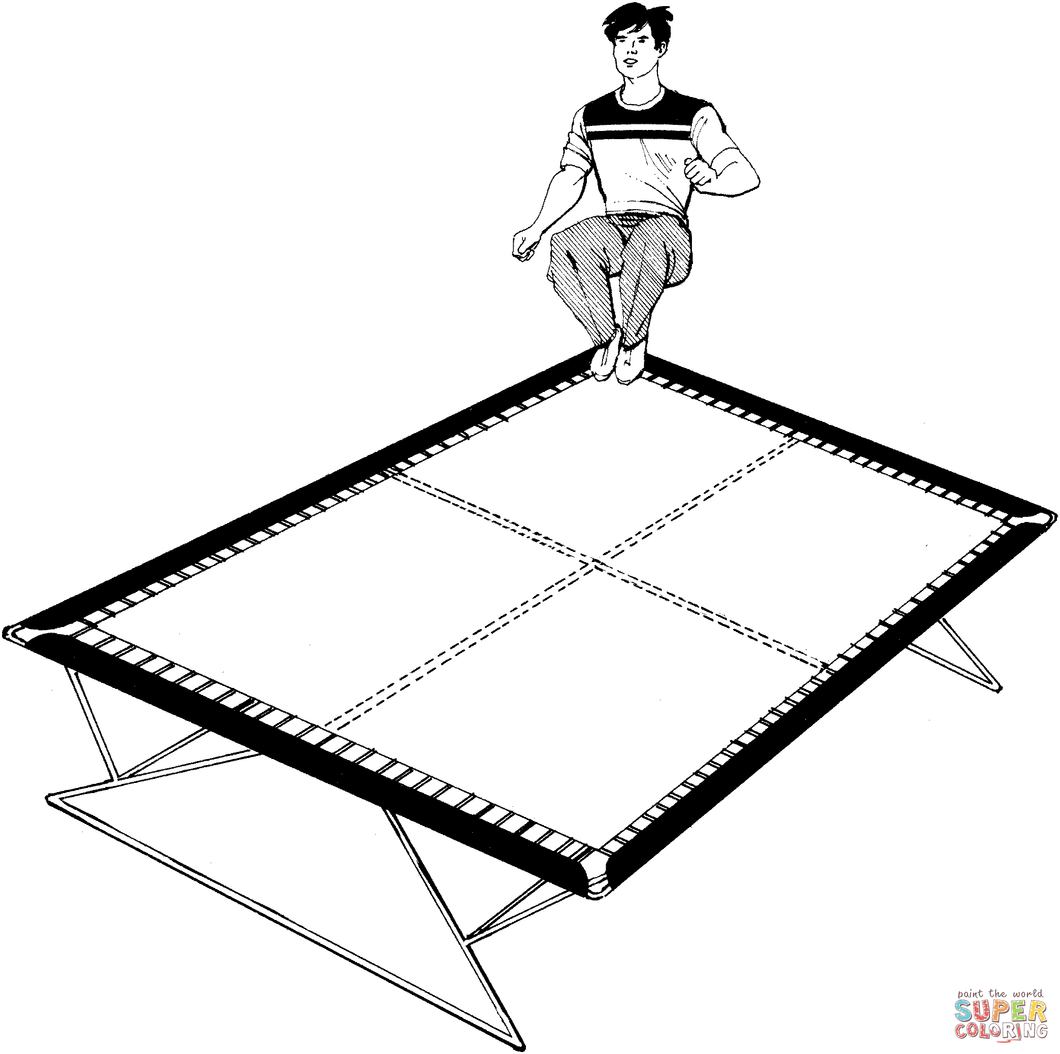 Trampoline jumping coloring page free printable coloring pages