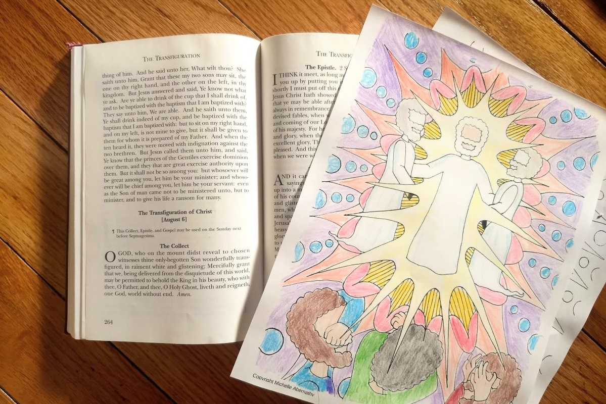 Coloring page for the transfiguration the homely hours