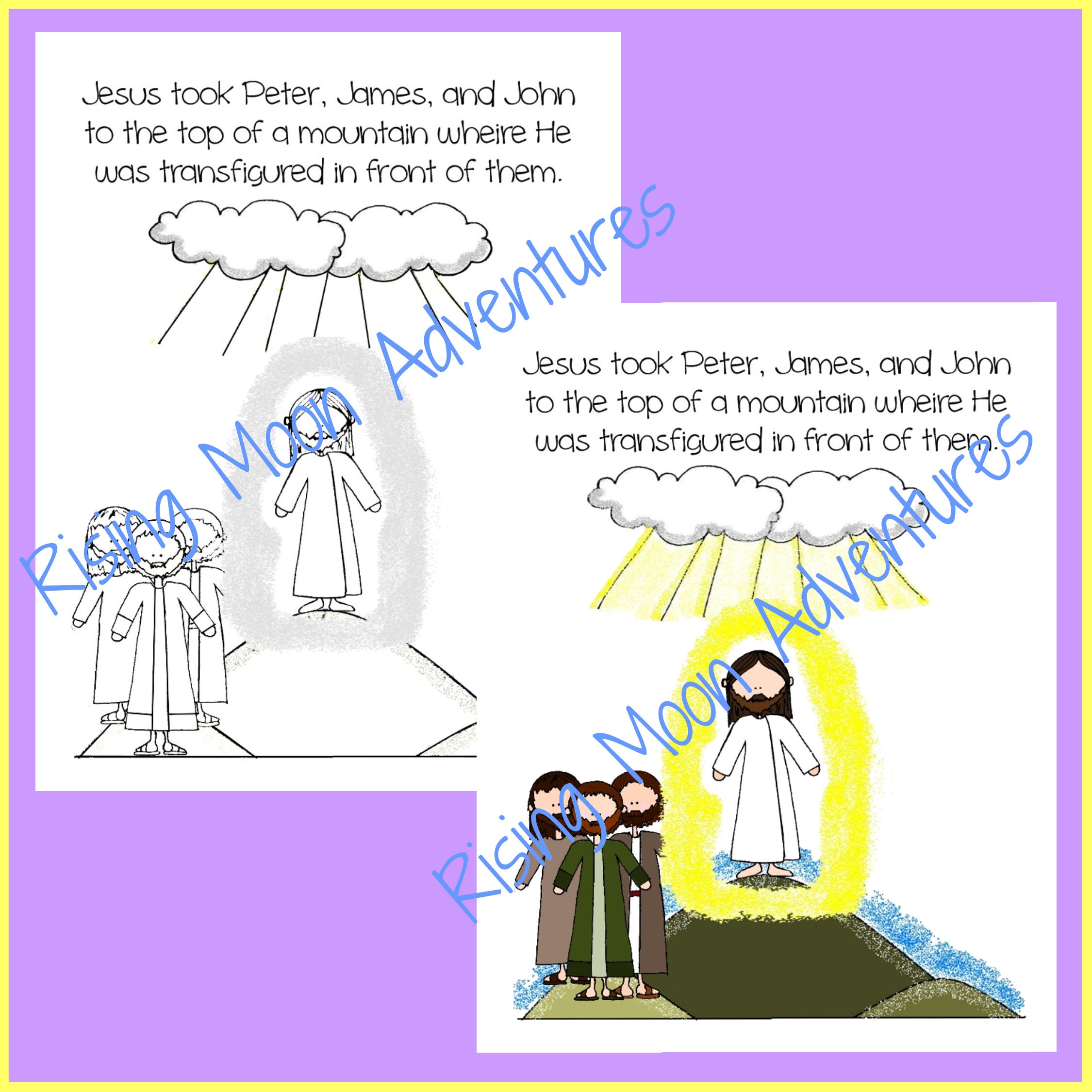 Transfiguration of jesus christ coloring page and colored