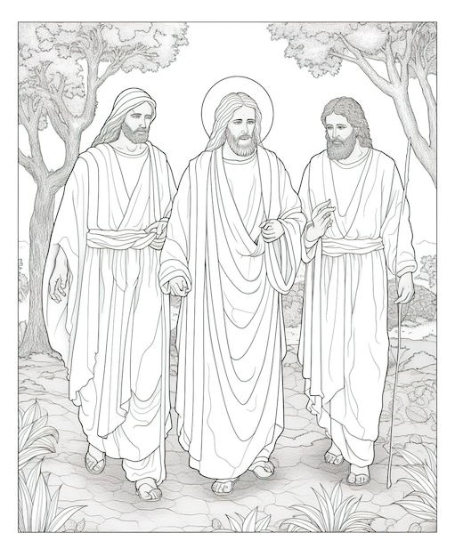 Premium ai image coloring book page jesus