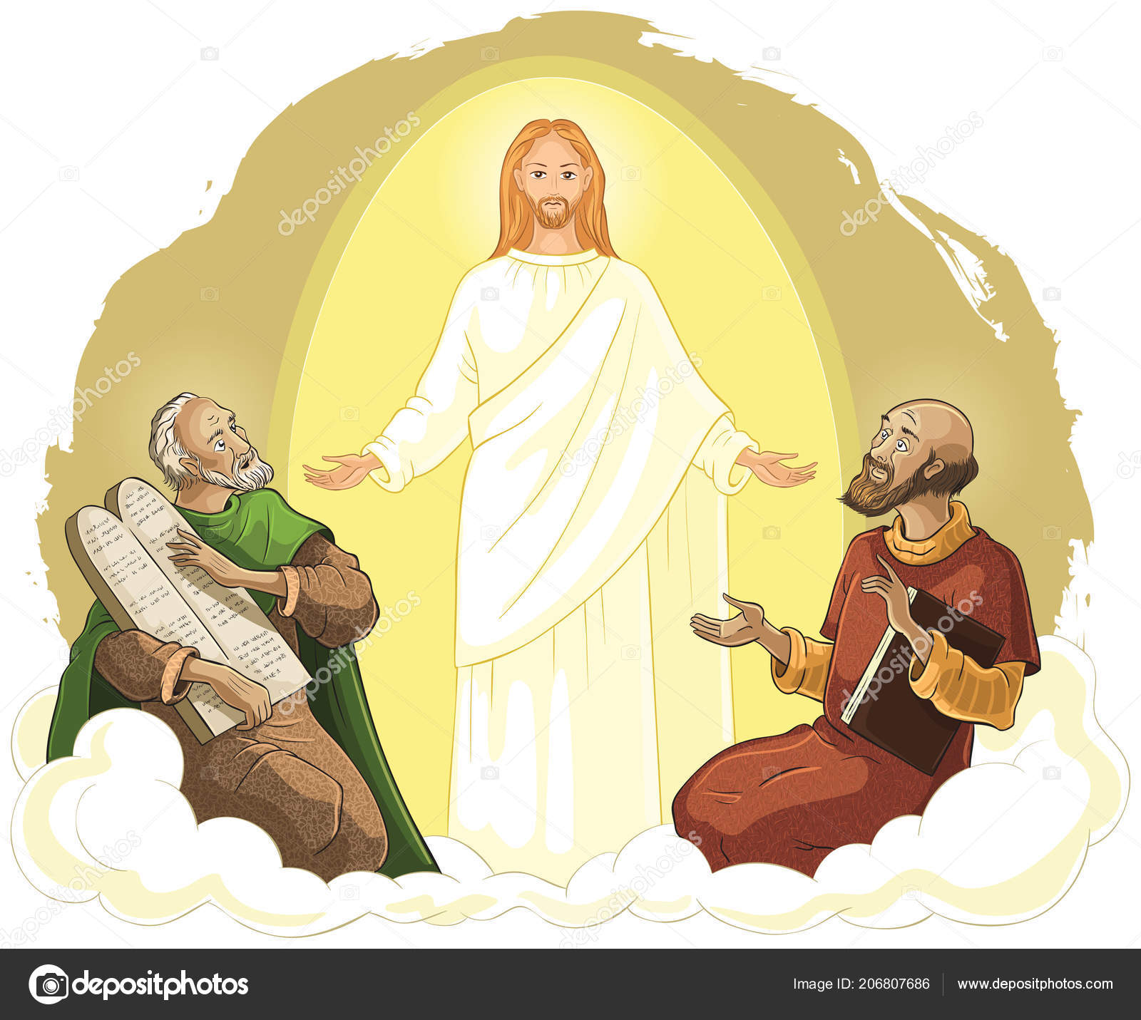 Transfiguration jesus christ elijah moses vector cartoon christian illustration also stock vector by aura
