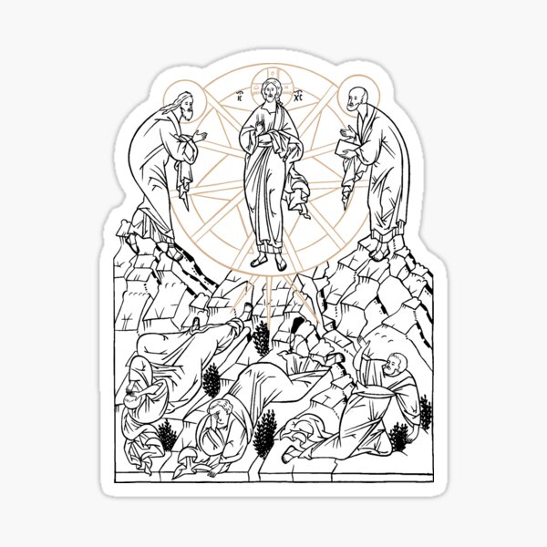Transfiguration îîµïîîîïïïïîï russian outline of the icon of the transfiguration sticker for sale by ekromdesigns
