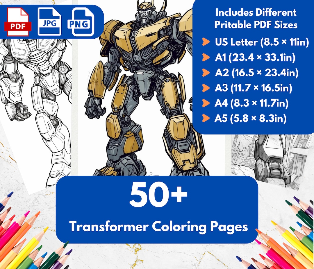 Transformers coloring pages bumble bee coloring high quality printable pdf in us letter a a a a a a sizes png jpg instant download