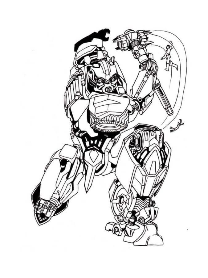 Bumblebee with a hammer coloring page