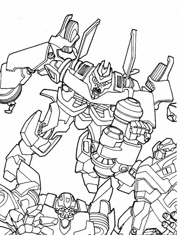 Megatron try to hurt bumblebee intransformers coloring page kids play color