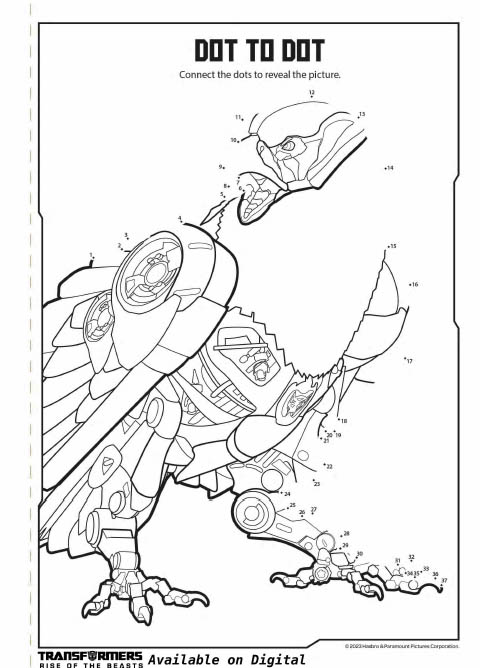 Transformers rise of the beasts activity sheets