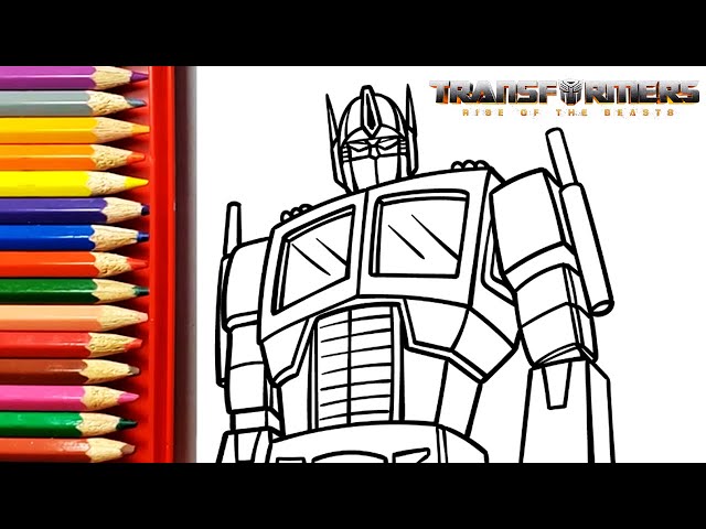 Draw and color optimus prime from transformers rise of the beasts optimus prime coloring pages