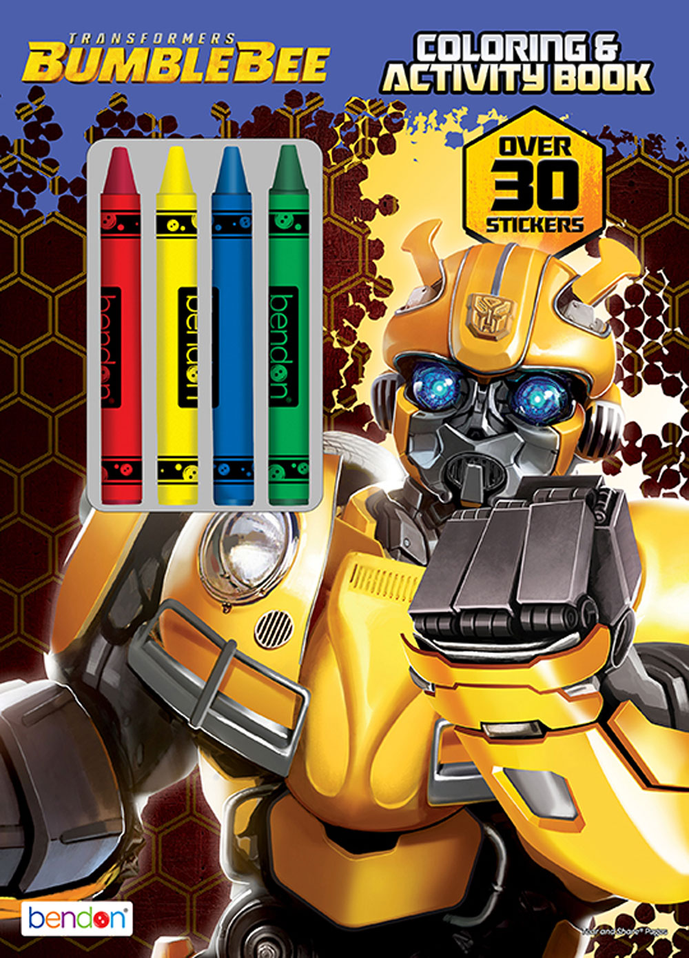 Transformers bumblebee page colouring activity book with crayons