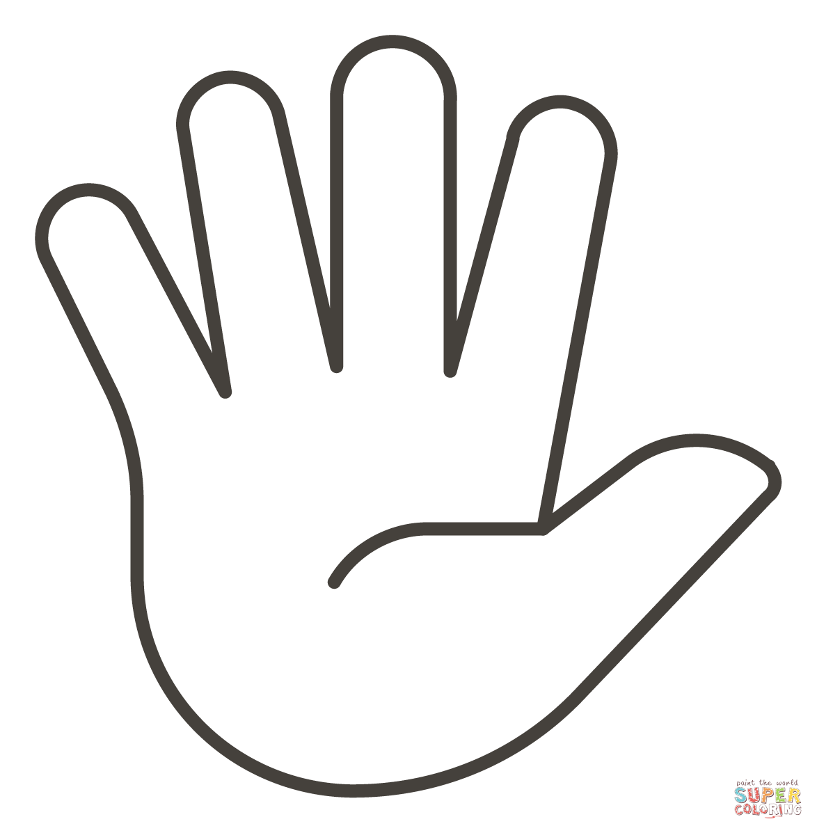 Hand with fingers splayed coloring page free printable coloring pages