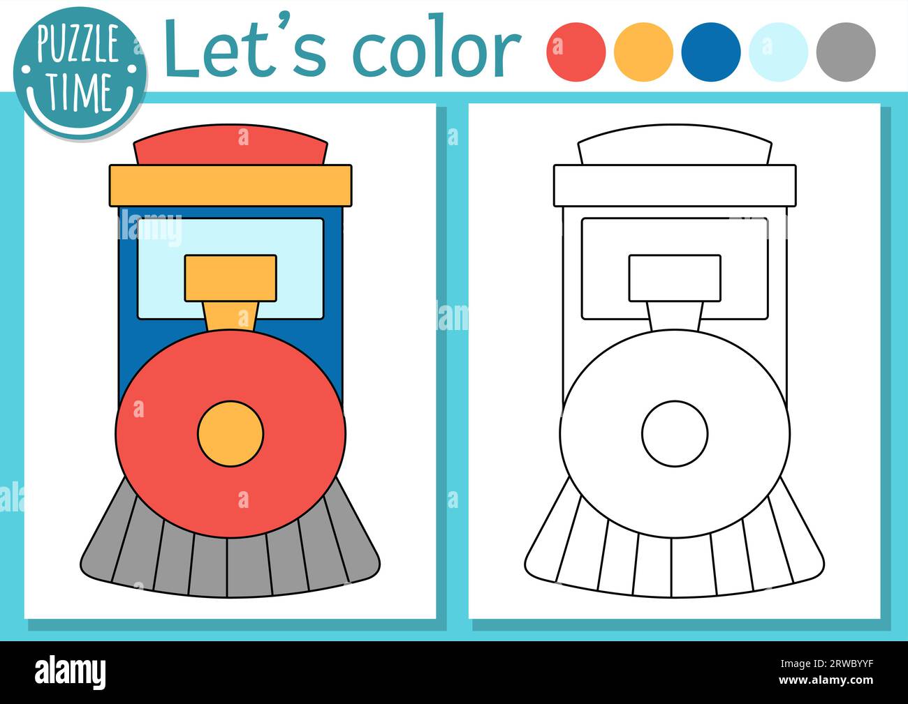 Transportation coloring page for children with engine vector water transport outline illustration with cute steam train color book for kids with col stock vector image art