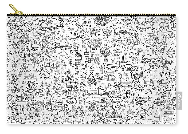 Line art illustration printable coloring pages for children poster transport zip pouch by olha zolotnyk