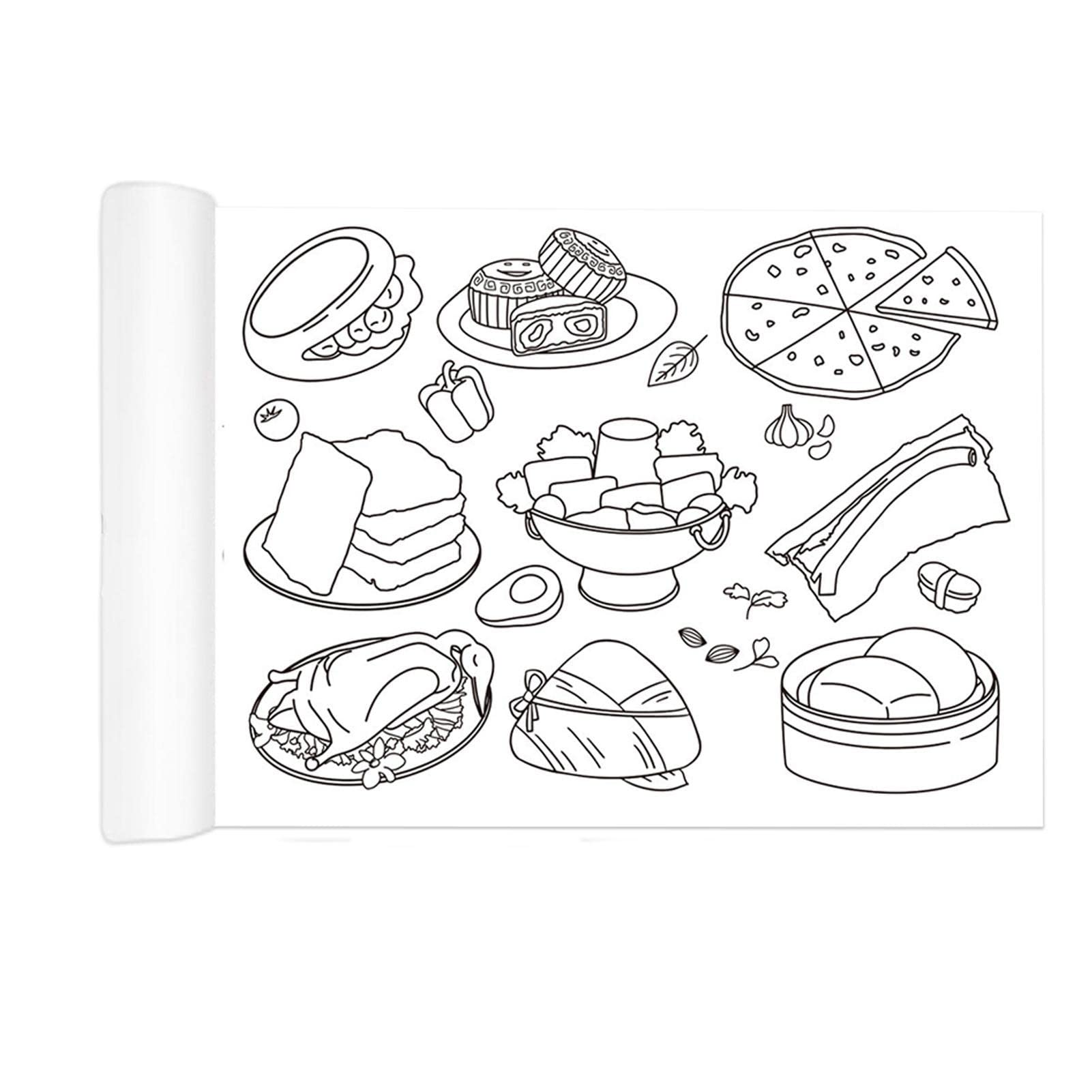 Kids drawing roll lored paper roll for kids loring poster roll loring book roll large loring poster for kids wall table diy painting loring stickers transport daily food roll drawing paper