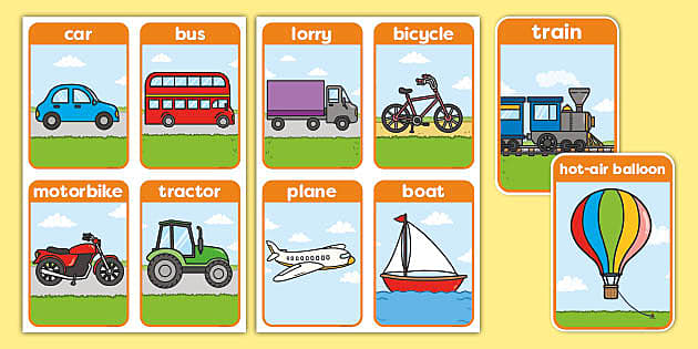 Originals first words flashcards transport teacher