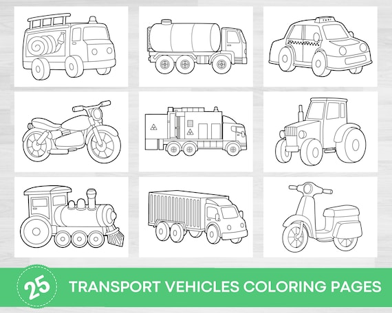 Transport vehicles coloring pages transport vehicle coloring activities coloring printables car trip activities coloring for kids instant download