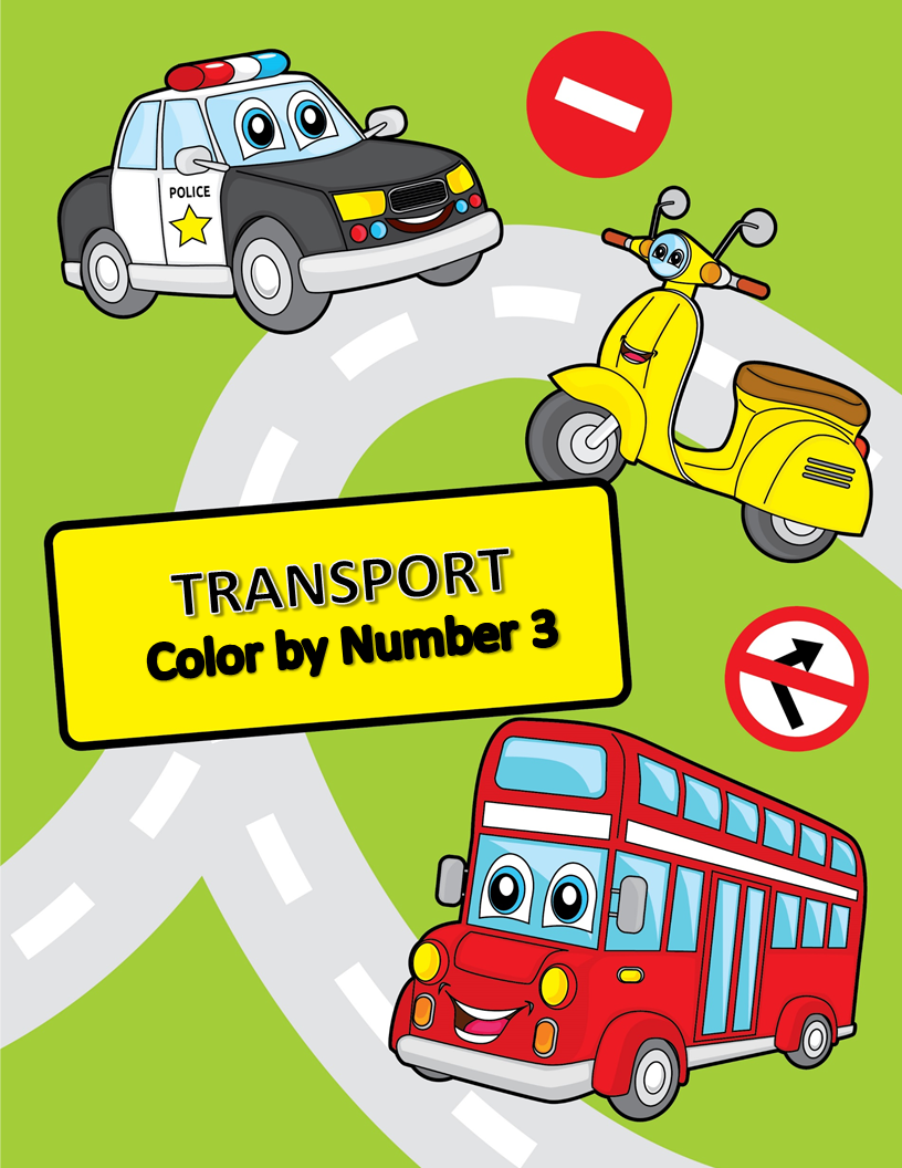 Color by number transportation printable coloring pages