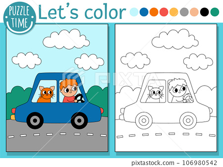 Transportation coloring page for children with