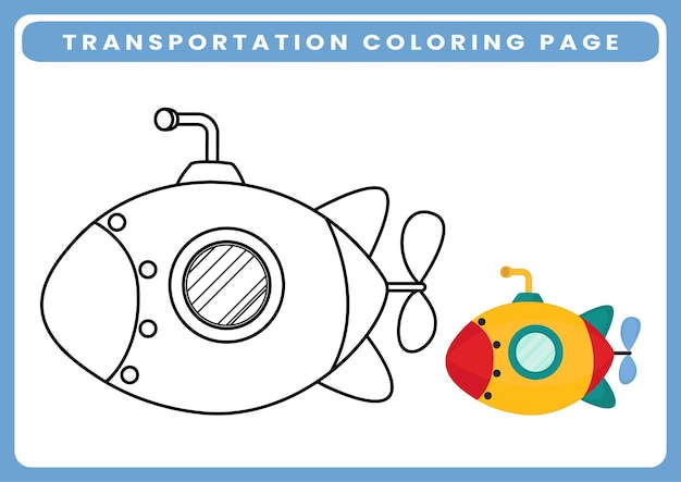 Premium vector coloring page theme transportation worksheet for kids