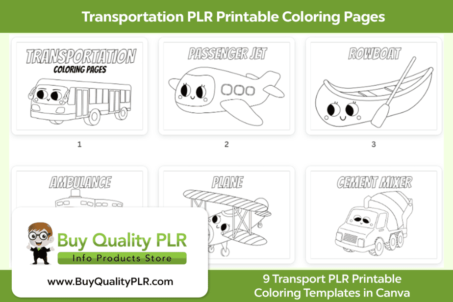 Transportation plr printable coloring pages plr coloring pages