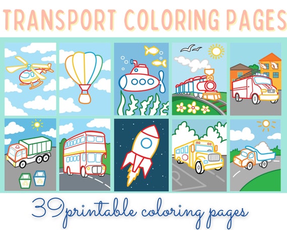 Printable transport coloring pages for kids things