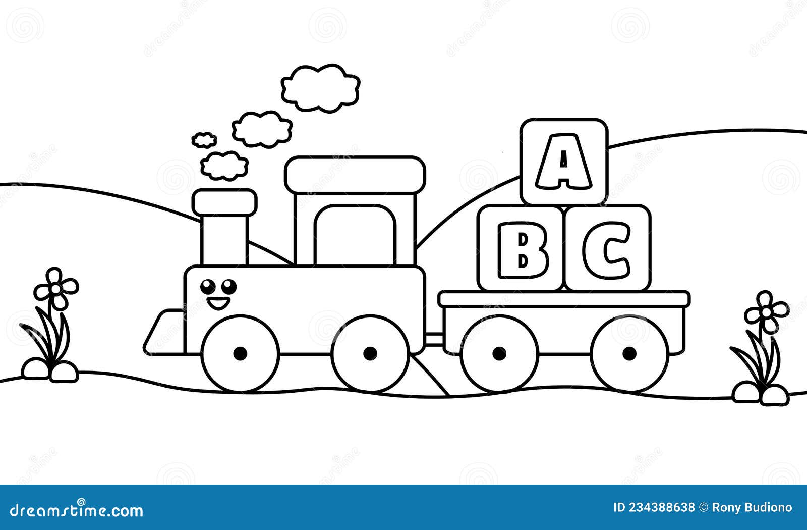 Train coloring sheet stock vector illustration of kindergarten