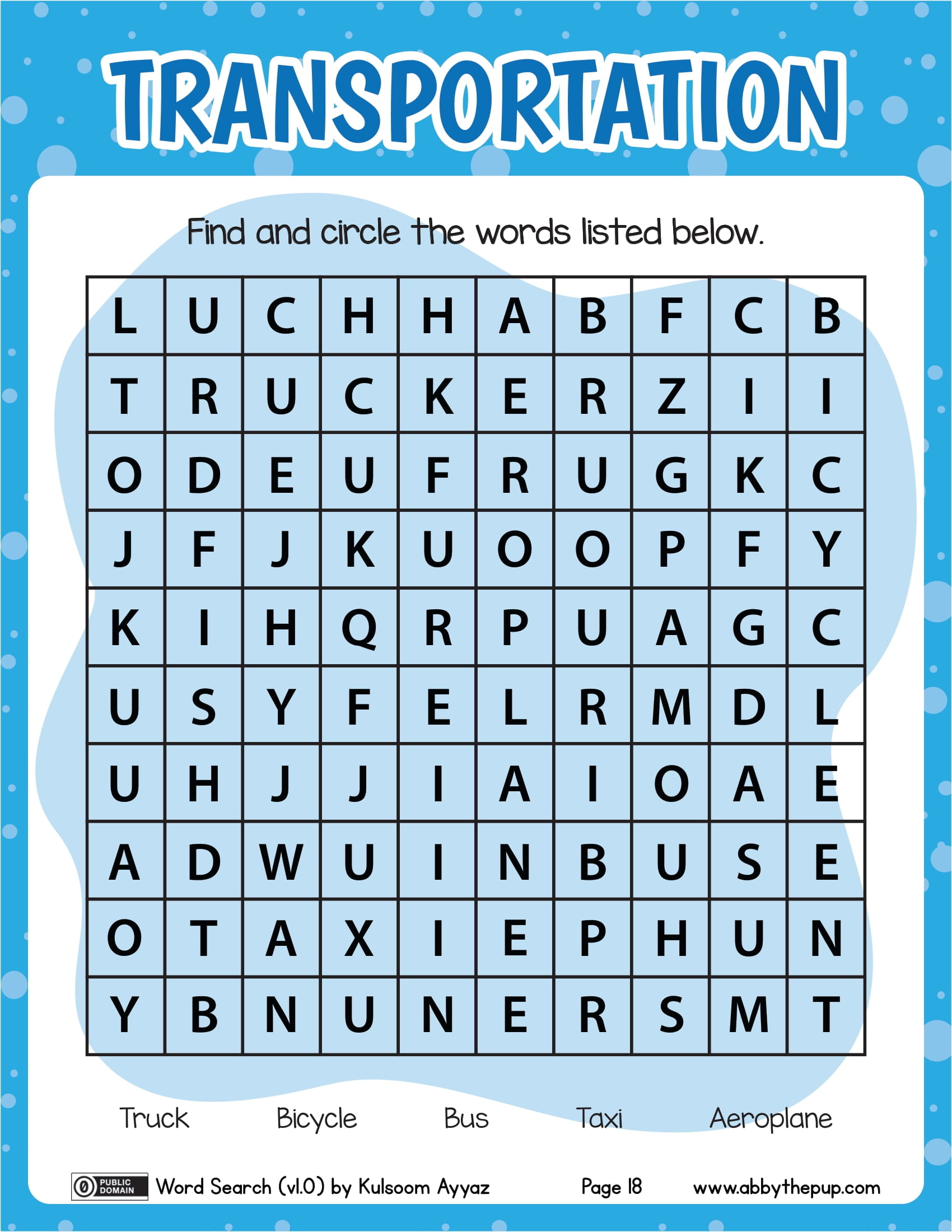 Transportation word search puzzle free printable puzzle games