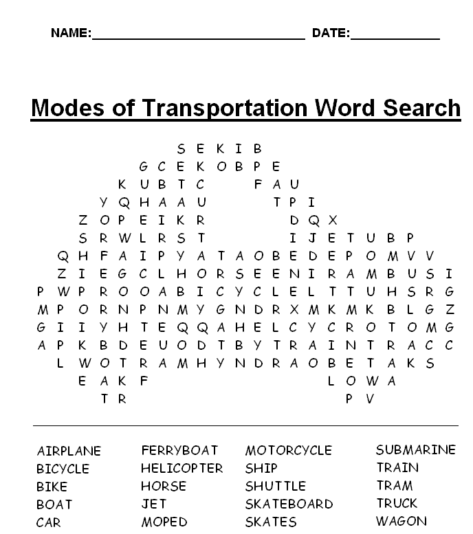 Printable word search puzzles
