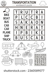 Vector transportation wordsearch black white puzzle vector cã sáºµn miá n phã báºn quyán