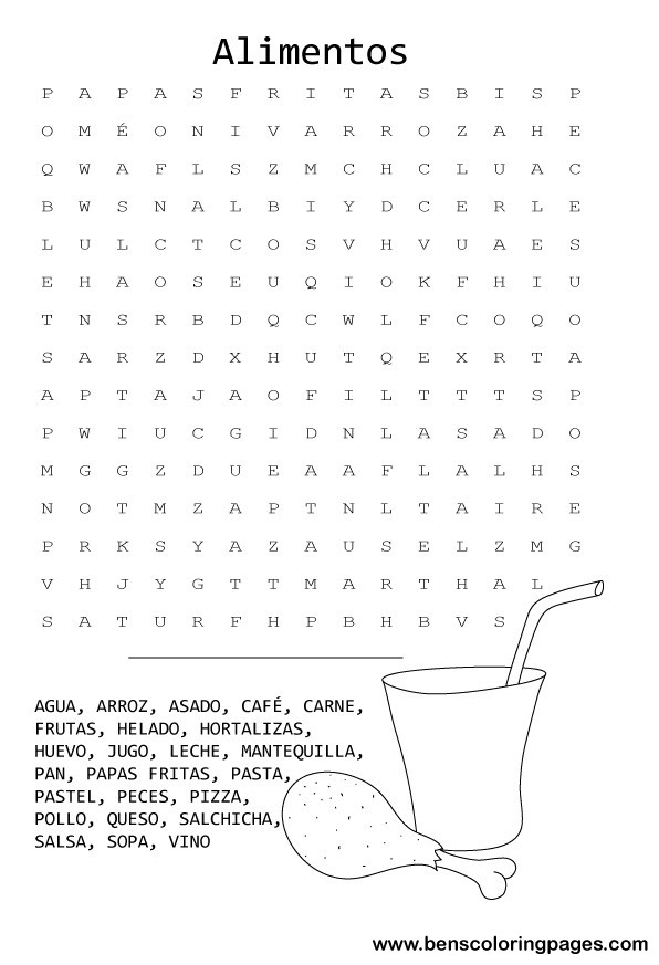 Food word search in spanish