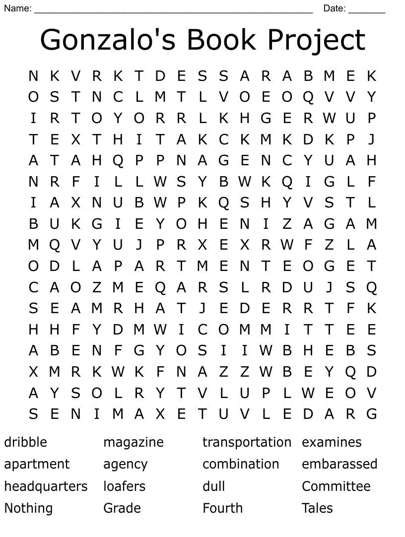 Gonzalos book project word search